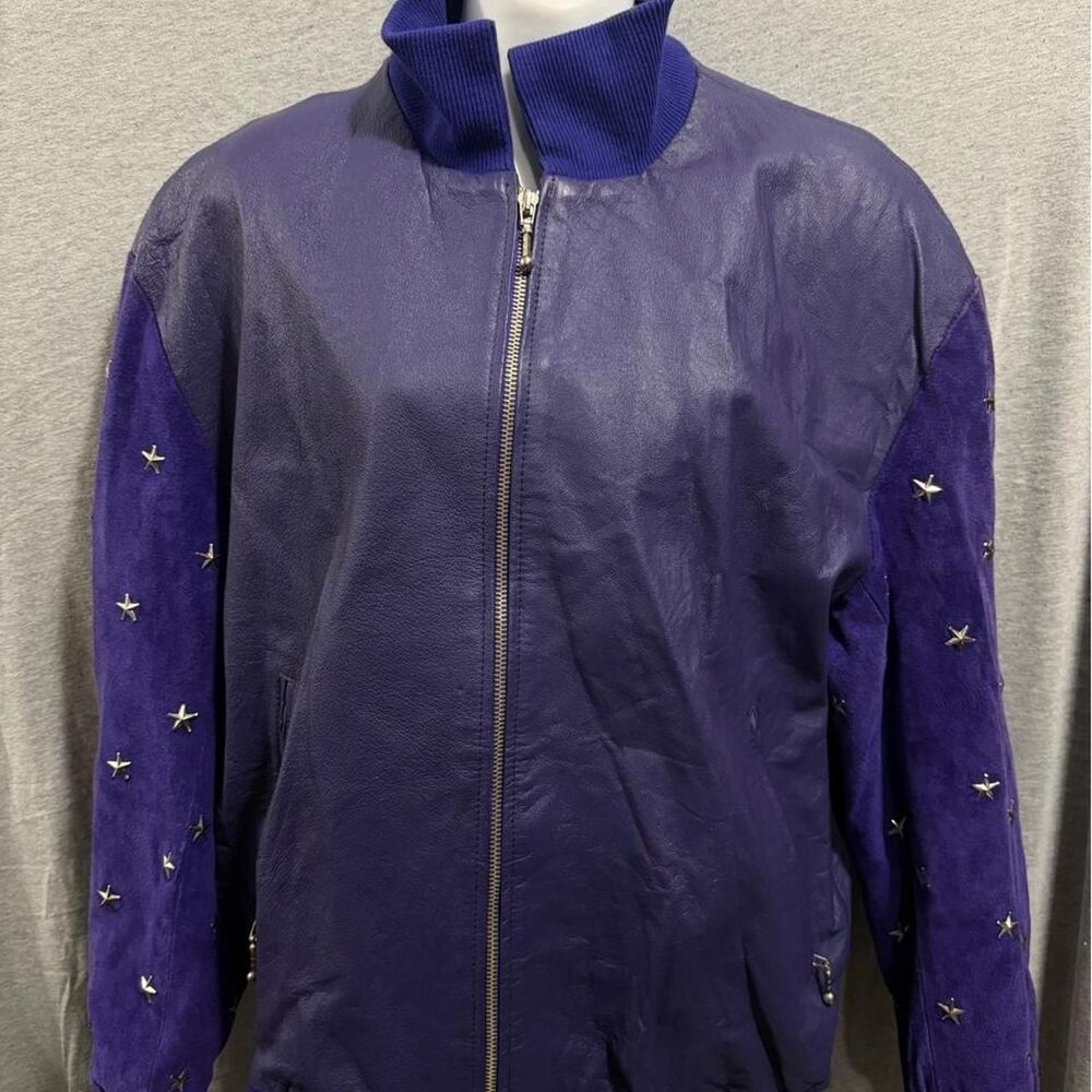 Purple Leather Bomber Jacket
